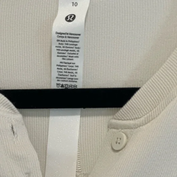 Lululemon Women's Cream Oat Long Sleeve Henley Top - Picture 5 of 5
